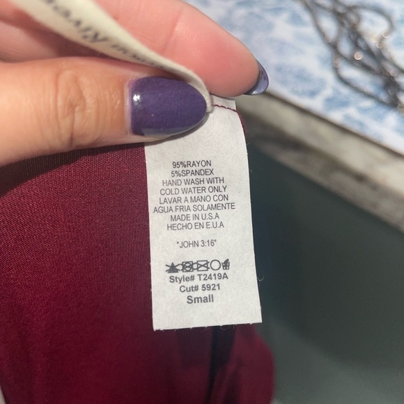 Burgundy solid Babydoll Mini Dress - Picture 13 of 13